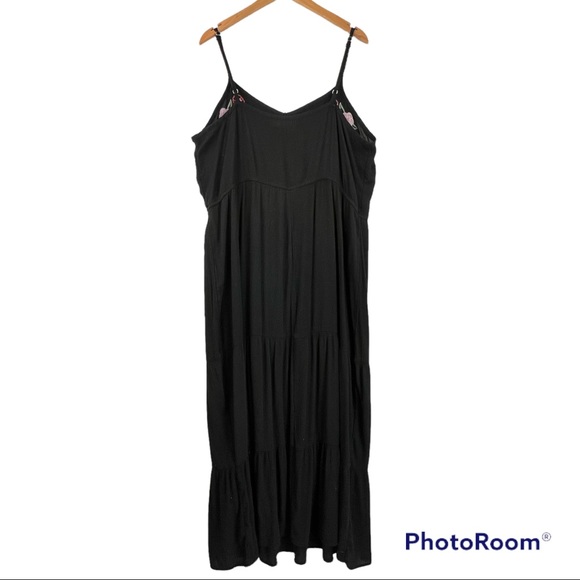 New Time And Tru Floral Embroidered Maxi Dress XXL Black - Picture 8 of 12